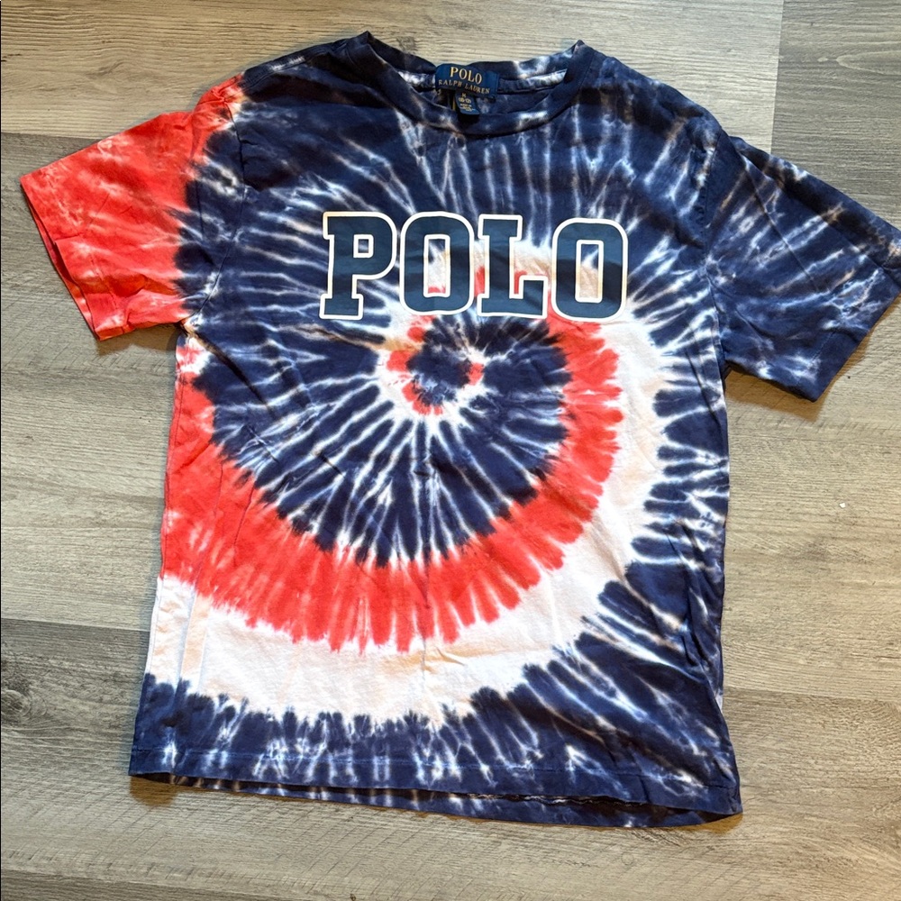 Polo by Ralph Lauren Kids Spiral Tie-Dye Tee - Red and Blue